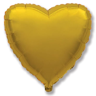 Воздушный шар, фольгированное сердце золото, 18″/46 см